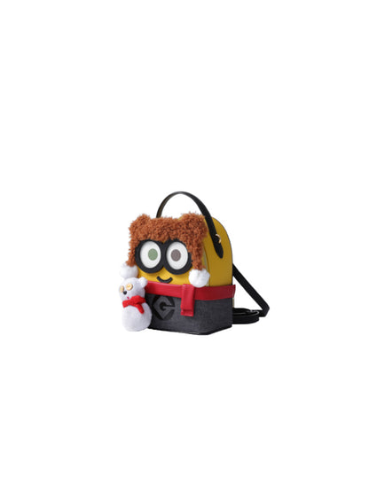 (In Stock) Minions Christmas Fur with Leather Backpack