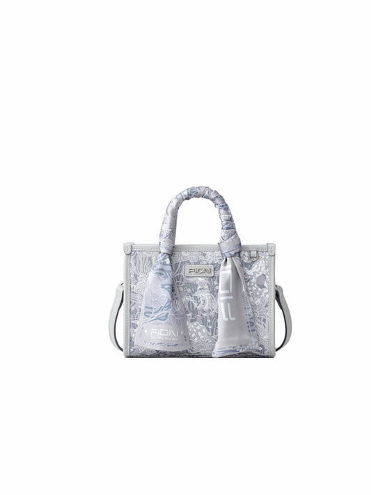 Moonlight Jacquard with Leather Mini Tote bag