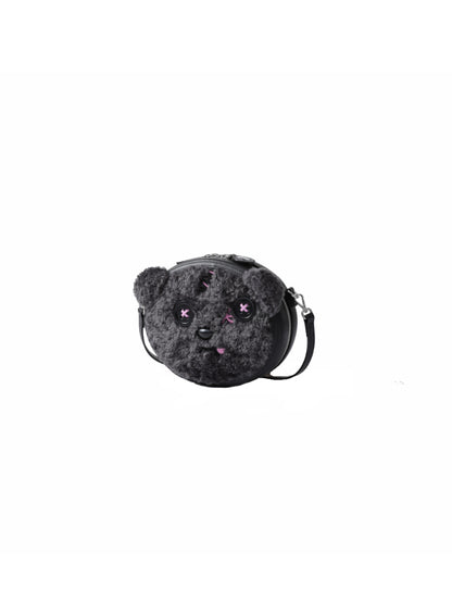 Minions Black Tim Fur with Leather Crossbody and Shoulder Bag