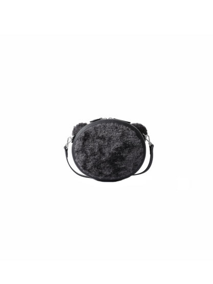 Minions Black Tim Fur with Leather Crossbody and Shoulder Bag