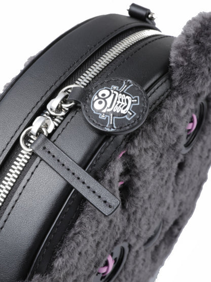 Minions Black Tim Fur with Leather Crossbody and Shoulder Bag