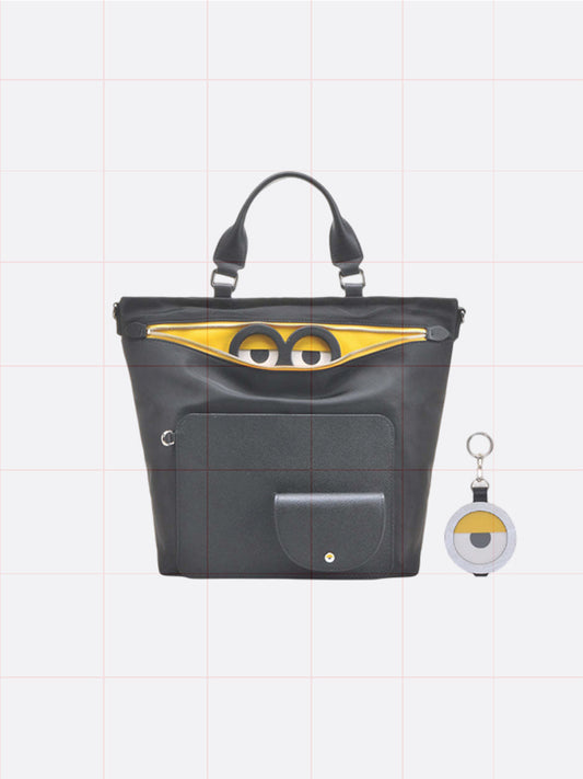 Minions Jacquard with Leather Top Handle Handbag