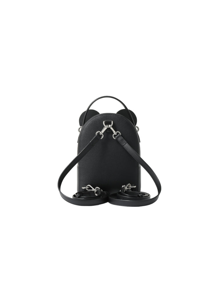 (Preorder) Mickey Mouse Black Embroidered Leather Backpack