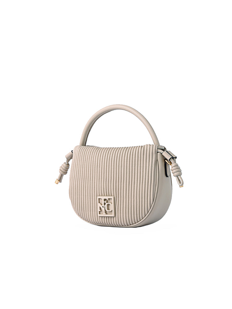 Stripe Leather Top Handle Bag