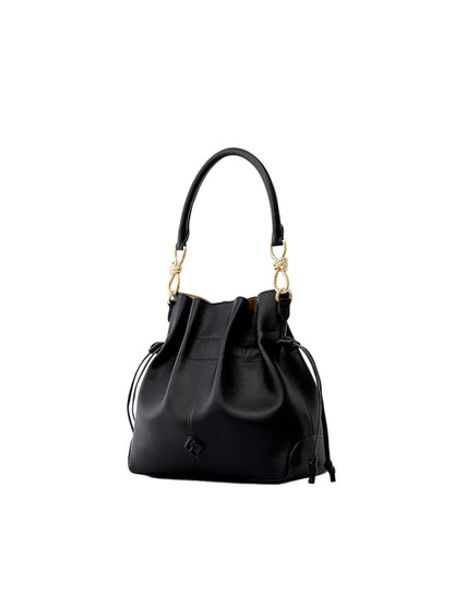 Ruched Leather Large Top Handle Bag