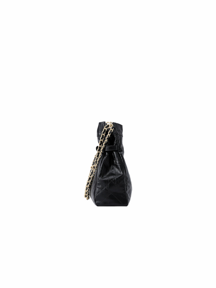 Note Chain Leather Large Hobo Bag